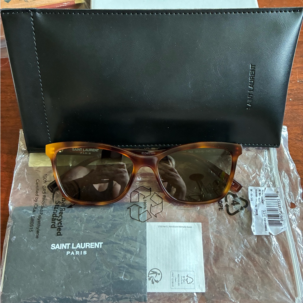 Saint Laurent- Authentic Full Inclusion (No Box) Tortoise Shell Sunglasses